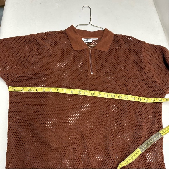 OBEY MESH ZIP Men's Brown Polo Shirt SIZE M - Picture 6 of 9